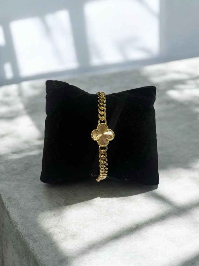 14k Gold Plated Clover Link Bracelet